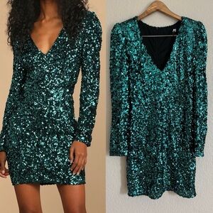 Brand New You Teal Blue Sequin Bodycon Mini Dress